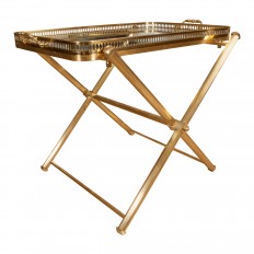 Pair of brass side tables with removable trays